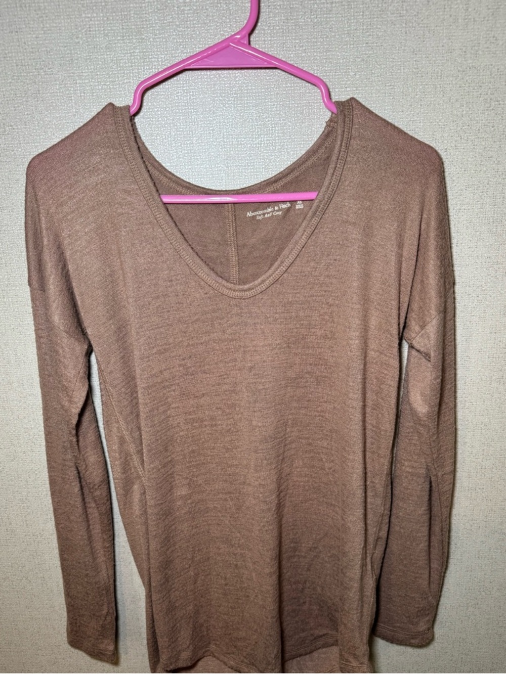 Abercrombie & Fitch Women's Brown Long-Sleeve V-Neck Top